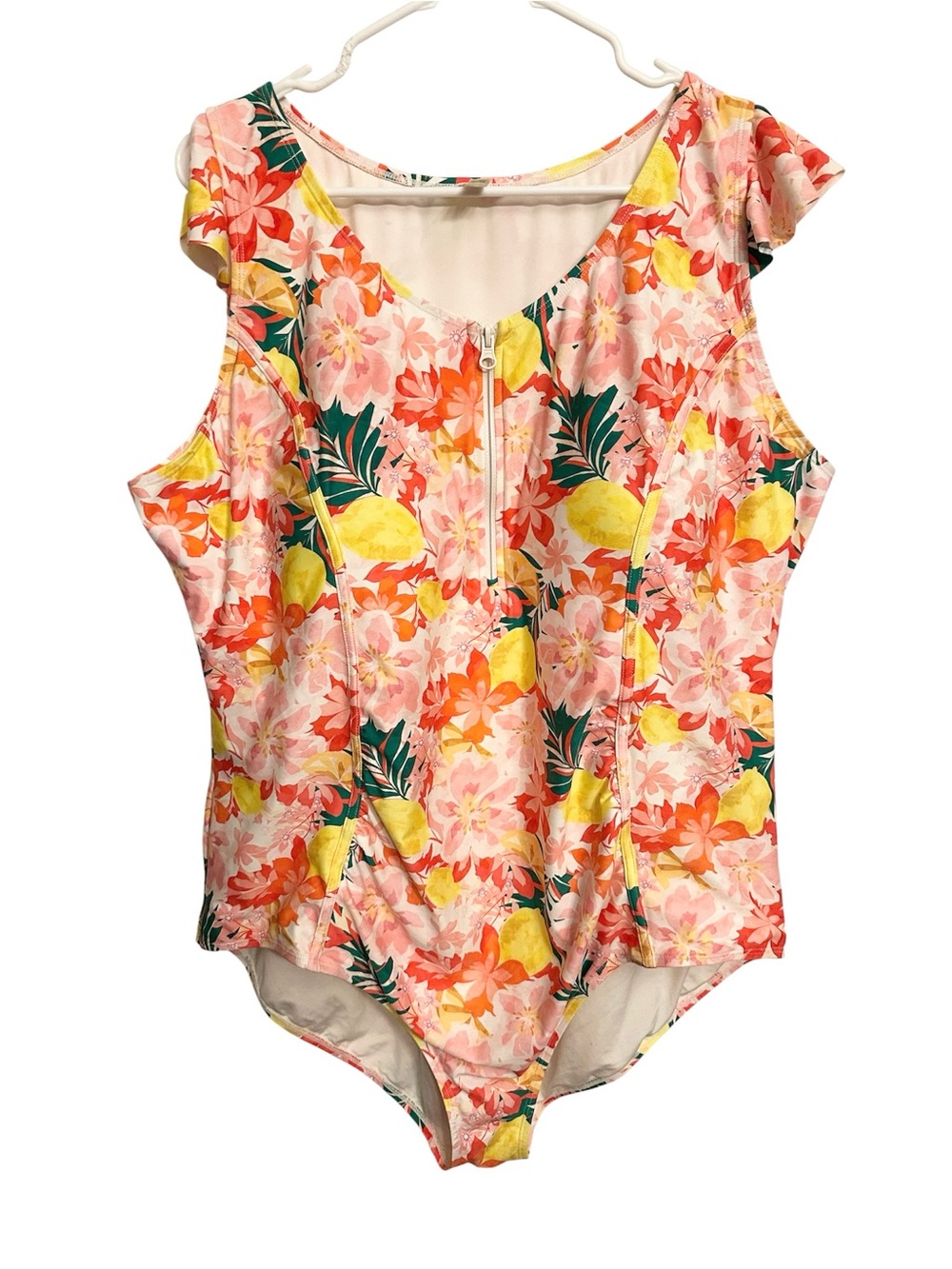 Matilda Jane Women’s Floral Tropical One Piece Swimsuit Zip Front size XXL
